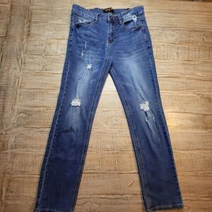 Ring of Fire Mens 30x29 Blue Slim Straight Stretch Denim Jean Pants Distressed